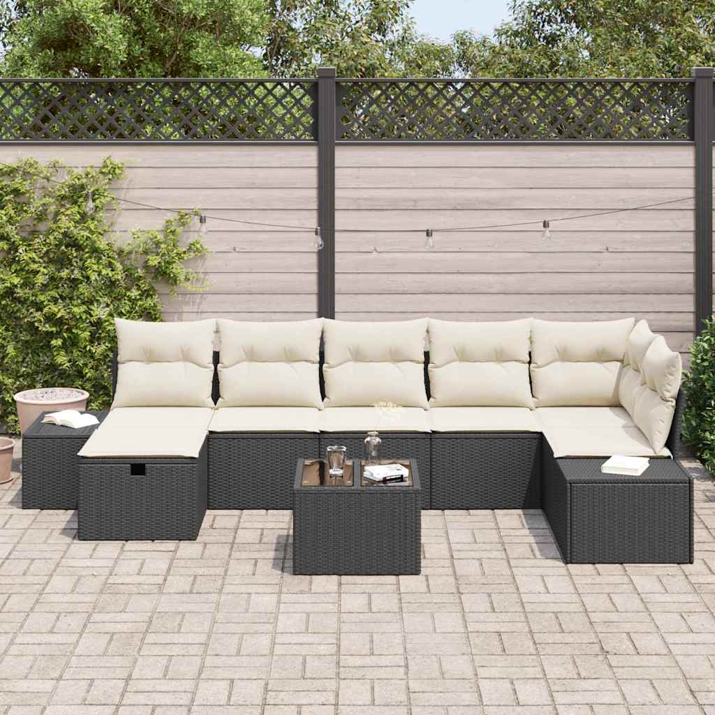Garten-Sofa-Set 8 pcs Schwarz 55 x 62 x 69 cm Poly Rattan